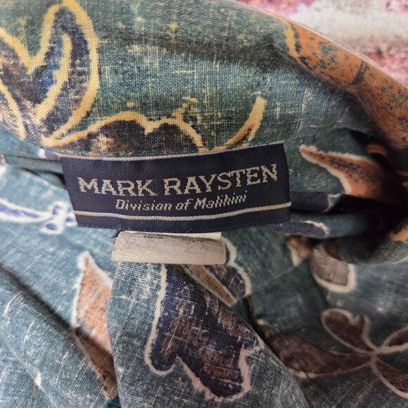 Vintage Mark Raystein Hawaiian Shirt Green – Men’s Small Button Down Aloha Top - Picture 7 of 7